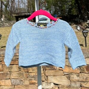 Planet Earth 6-12 Months Hand Loomed Cotton Blue Sweater